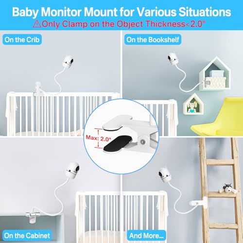 Yususipa Flexible Clip Baby Monitor Crib Mount for Hello Baby Monitor Mount HB65 / HB66 / HB6081 / HB6550 / HB6339 / HB6550 pro - 19.4" Baby Monitor Holder Compatible with Hellobaby Camera Mount to Anywhere - Image 3