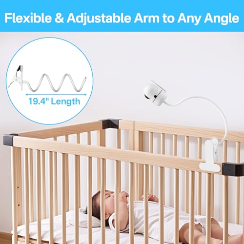 Yususipa Flexible Clip Baby Monitor Crib Mount for Hello Baby Monitor Mount HB65 / HB66 / HB6081 / HB6550 / HB6339 / HB6550 pro - 19.4" Baby Monitor Holder Compatible with Hellobaby Camera Mount to Anywhere - Image 5