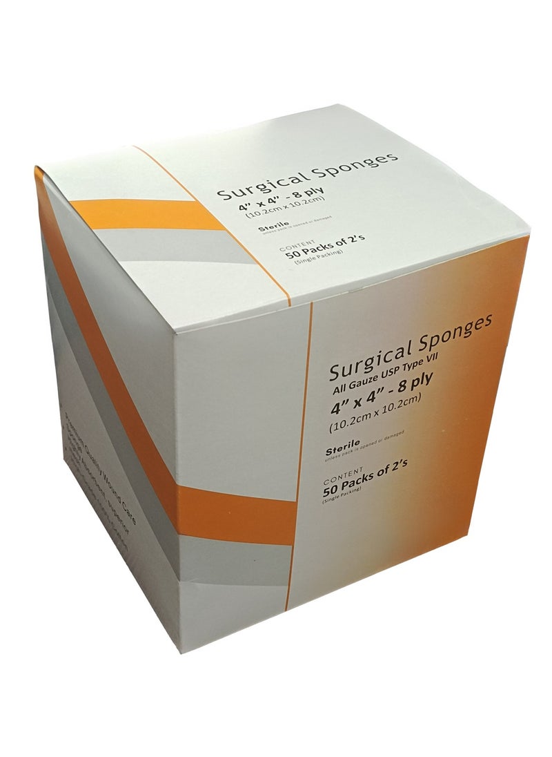 King Mariot Name: 50 Packs of 2's | Premium Gauze Sponges 4" x 4" - 8 Ply | USP Type VII | Sterile and Highly Absorbent | Medical Grade Gauze for Wound Care  - Image 4