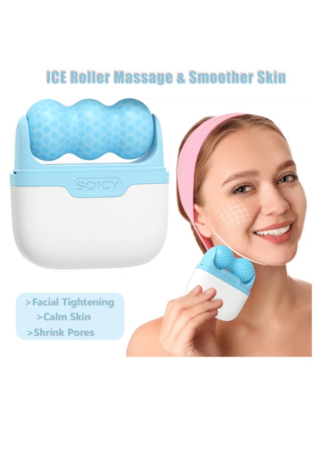 عام الوجه والعينين مع بكرات الثلج - الوجه العناية بالبشرة أداة مجهزة بكرات اثنين في واحد و حقيبة ، يمكن أن تقلل من تورم وتخفيف الصداع النصفي والألم . السيدات هدية ( الأزرق ) - Image 3