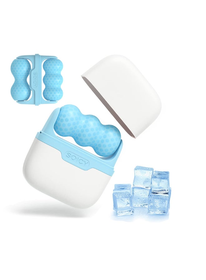 عام الوجه والعينين مع بكرات الثلج - الوجه العناية بالبشرة أداة مجهزة بكرات اثنين في واحد و حقيبة ، يمكن أن تقلل من تورم وتخفيف الصداع النصفي والألم . السيدات هدية ( الأزرق ) - Image 2
