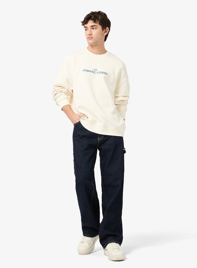 جس سويت شيرت بياقة دائرية وشعار - Image 4