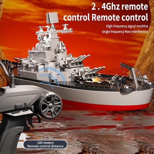GoolRC Remote Control Warship RC Military Battleship 1390 Scale Remote Control Boat for Lakes and Rivers 24GHz RC Armed Cruiser Boat Model with Low Battery Alarm for Adults - Image 5