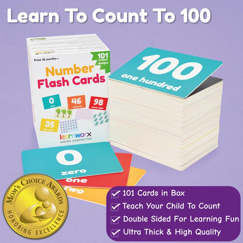 learnworx Number Flash Cards for Toddlers  AwardWinning  Toddler Math Flash Cards  Learn Counting Flashcards Numbers 1100  Help Kids Count Games  Kids Toys Numbers Match For Preschoolers Kindergarten 24 - Image 3