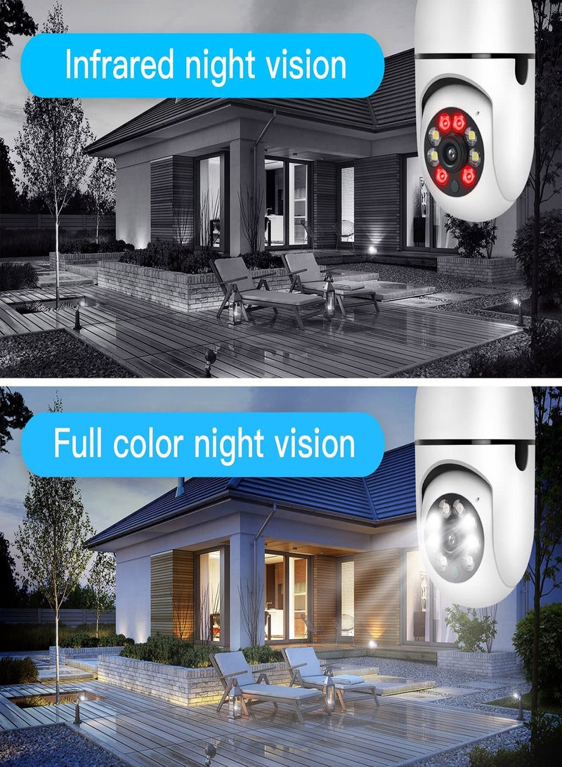 360° Smart Light Bulb Security Camera, 1080P HD WiFi Camera for Indoor and Outdoor Use, Motion Detection, Night Vision, Two-8ay Audio, Wireless Surveillance System