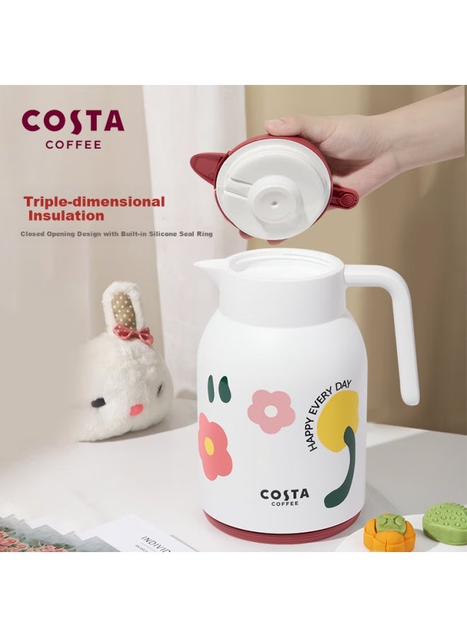 Costa Large Capacity Household Thermos Red Inner Warm Water Bottle Hot Water Bottle Stew Tea Cup 24 Hours Insulation