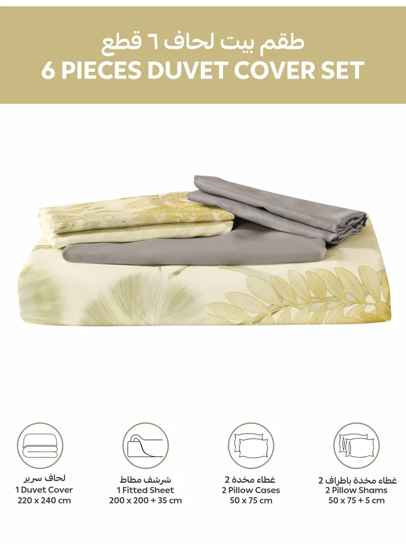 Donetella Digital Print Duvet cover Set, King Size 220x240 cm - 6-Pcs Bed Set, ,Emirate Collection, Microfiber - 1 Duvet Cover, 1 Fitted Sheet, 2 Pillow Shams, 2 Pillowcases (Filler Not Include)