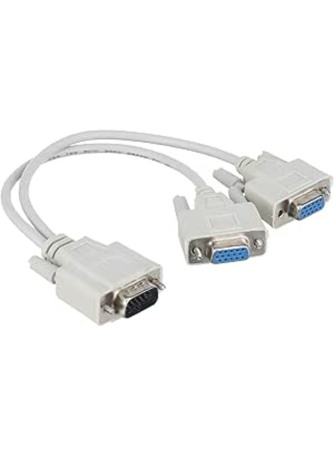 SVGA LCD Monitor Y Splitter Cable Adapter for 15-Pin Male to 2 x 15-Pin Female VGA Connectors - Image 2