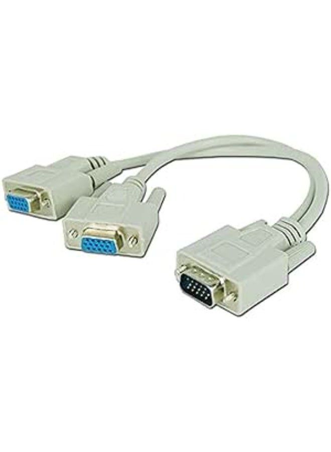 SVGA LCD Monitor Y Splitter Cable Adapter for 15-Pin Male to 2 x 15-Pin Female VGA Connectors - Image 3