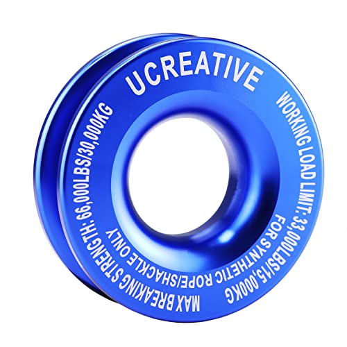 Ucreative Winch Snatch Recovery Ring 66,000 lbs for Soft Shackle and Synthetic Rope for ATV UTV SUV Truck Off-Road Vehicle Recovery Blue - Image 1