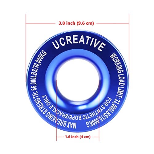 Ucreative Winch Snatch Recovery Ring 66,000 lbs for Soft Shackle and Synthetic Rope for ATV UTV SUV Truck Off-Road Vehicle Recovery Blue - Image 2