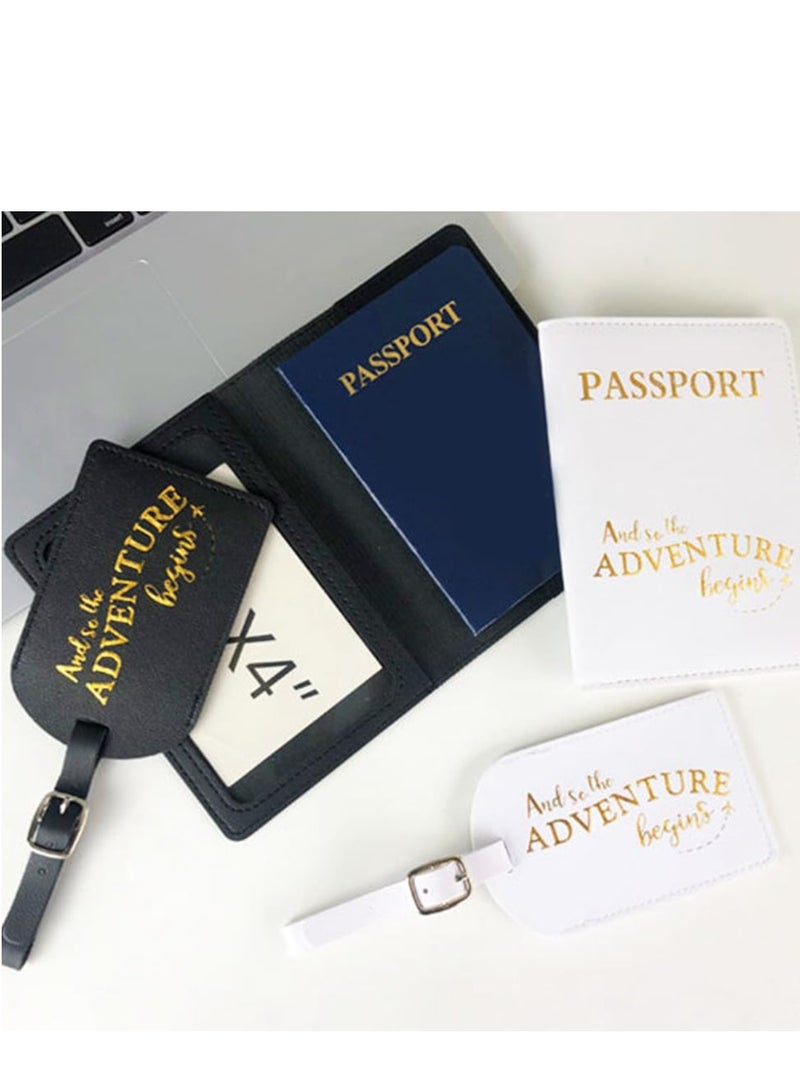 Generic 2 Pcs Passport Covers and 2 Pcs Luggage Tags, Travel Suitcase Tag Organizer, PU Leather Passport Holder Cover, Travel Wallet Case for Passport, Credit Cards, Business Cards, and Boarding Passes  - Image 2