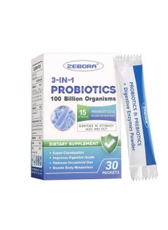 ZEBORA Probiotics for Women 100 Billion CFU with Prebiotics and Enzymes Probiotic powder for Adult,Men.kids Shelf Stable Probiotic Supplement for Digestive Health 30 Packets  - Image 1