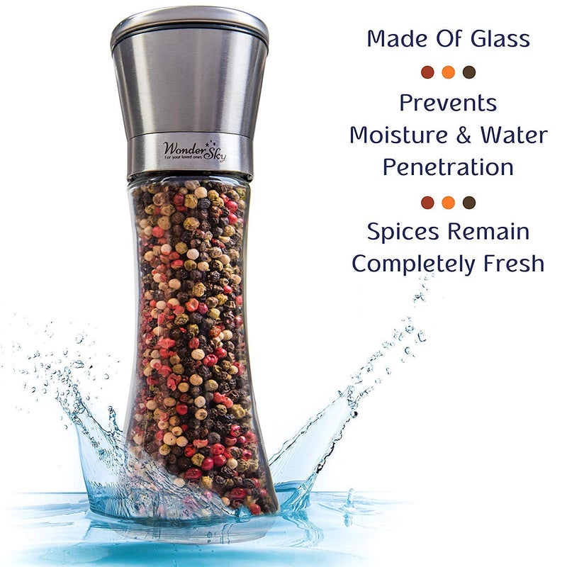 MYPS Flavors Pepper Grinder with Black Pepper Whole 80g Black Pepper Crusher with Kali MirchGlass Bottle Pepper Mill with Stainless Steel LidCoarseness Adjustment KnobPack of 1 - Image 3