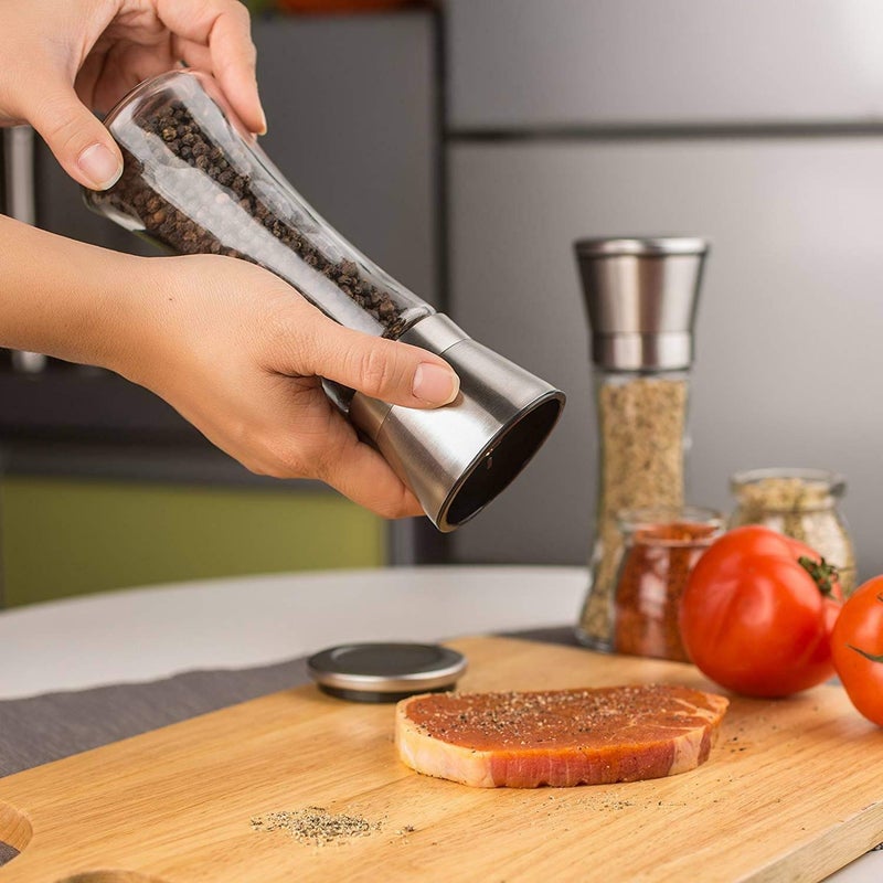 MYPS Flavors Pepper Grinder with Black Pepper Whole 80g Black Pepper Crusher with Kali MirchGlass Bottle Pepper Mill with Stainless Steel LidCoarseness Adjustment KnobPack of 1 - Image 5
