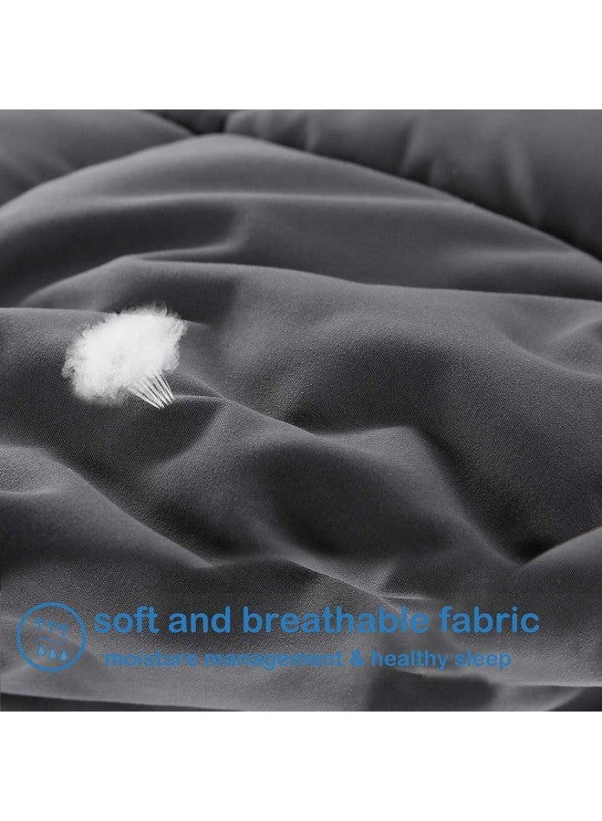 EASELAND All Season California King Soft Quilted Down Alternative Comforter Reversible Duvet Insert with Corner Tabs,Winter Summer Warm Fluffy ,Dark Grey,96x104 inches - Image 4