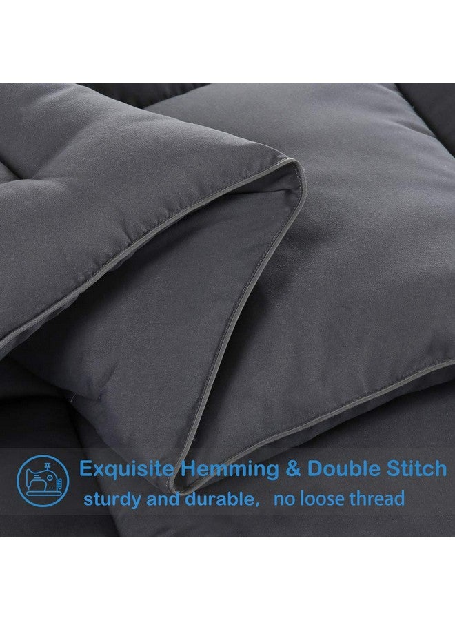 EASELAND All Season California King Soft Quilted Down Alternative Comforter Reversible Duvet Insert with Corner Tabs,Winter Summer Warm Fluffy ,Dark Grey,96x104 inches - Image 5