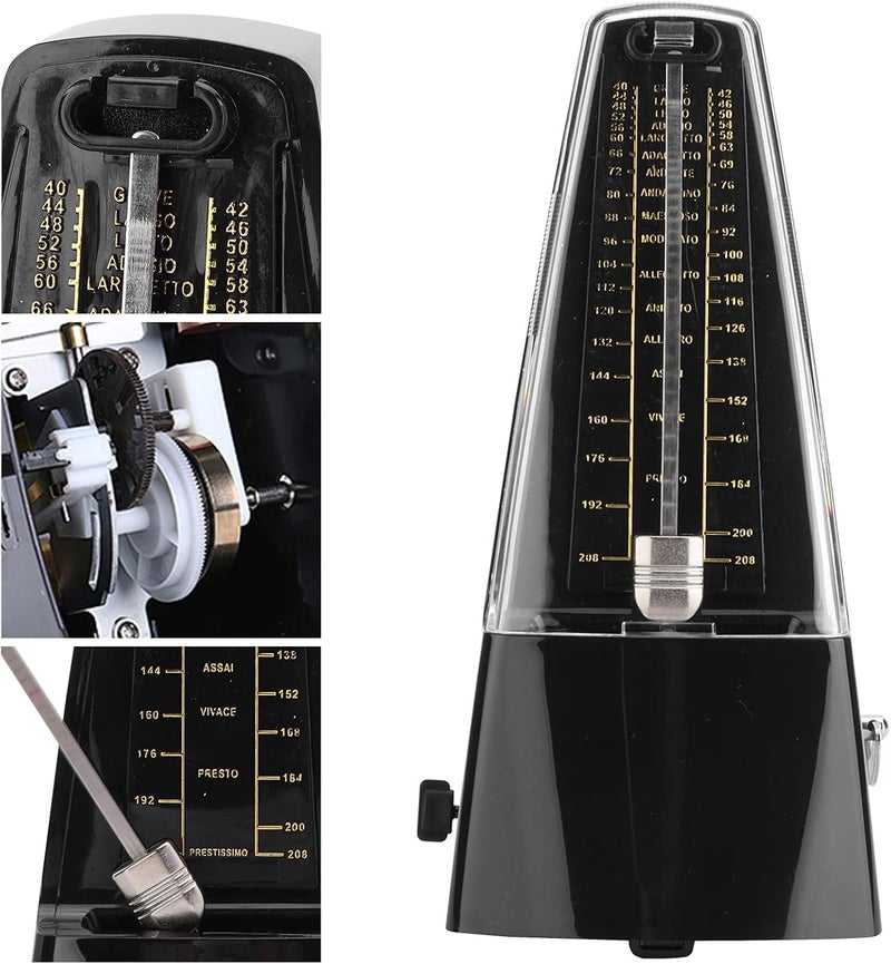 Mechanical Metronome Universal Classic Electronic for Piano Drum Bass Violin - Plated Oscillating Rudder - Pyramid Design - ABS Shell Material (Black) - Image 2