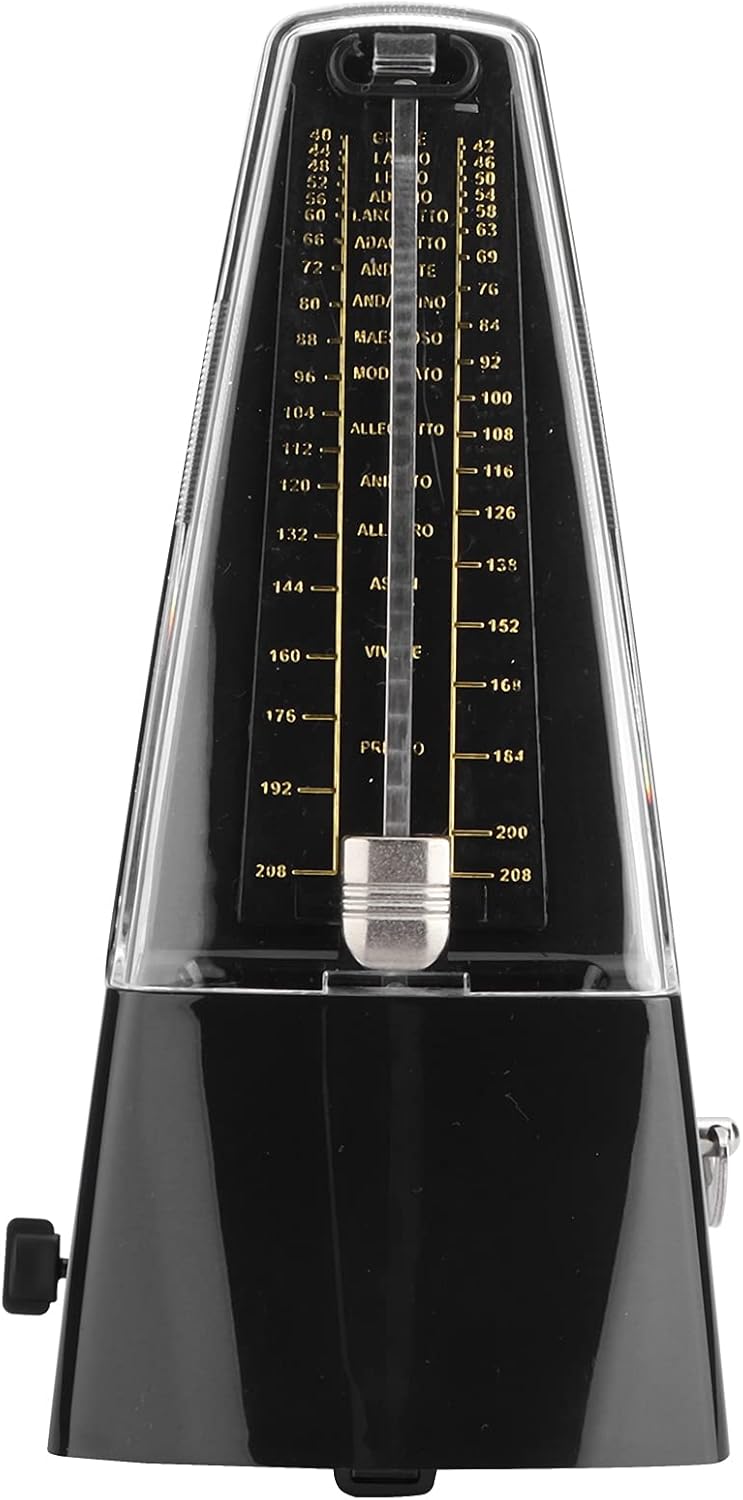 Mechanical Metronome Universal Classic Electronic for Piano Drum Bass Violin - Plated Oscillating Rudder - Pyramid Design - ABS Shell Material (Black) - Image 1