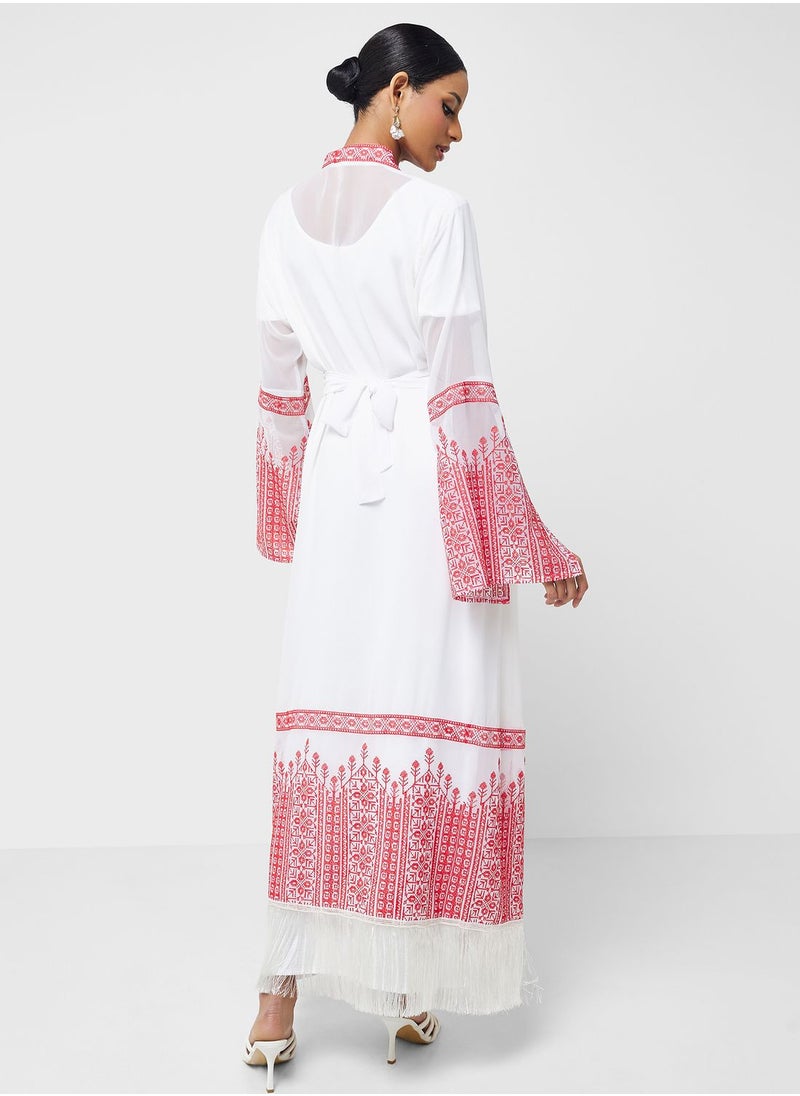 hayas closet - Embroidered Belted Abaya - Image 1
