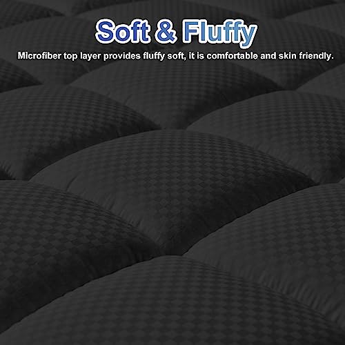 MATBEBY King Size Mattress Pad - Cooling Breathable Mattress Topper, Quilted Fitted Mattress Protector, Pillow Top Mattress Cover with 8-21" Deep Pocket, Soft, Machine Washable, Black, 78x80 Inches - Image 2