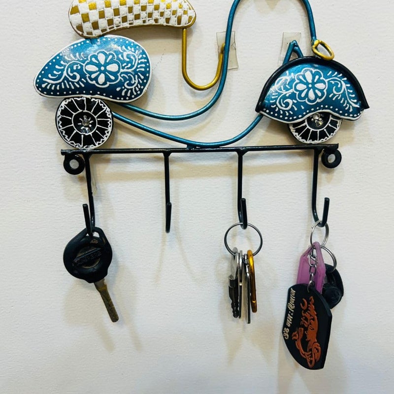 PEDEX - Metal Hand Painted Scooter Key Holders with 4 Hooks Decorative Multicolor Wall Hangers for Keys & Home Decor | Ideal for Entryway, Office & Living Room (9x7 Inch) - Image 4