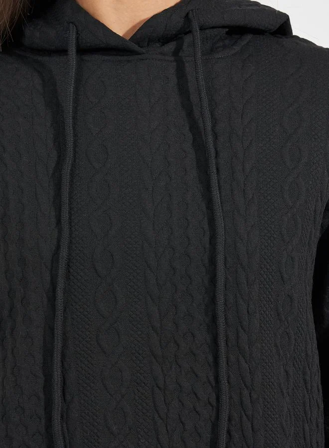 Styli Oversized Regular Length Textured Hoodie