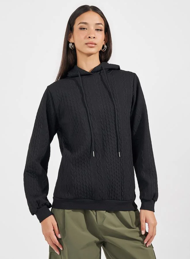 Styli Oversized Regular Length Textured Hoodie