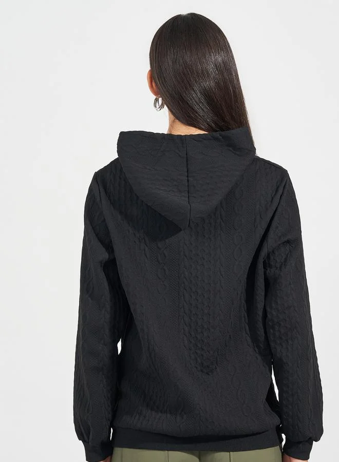 Styli Oversized Regular Length Textured Hoodie