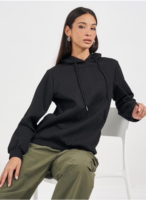 Oversized Regular Length Textured Hoodie