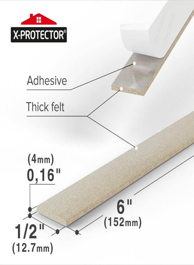 X-Protector وسادات أثاث من الفelt X-Protector - 20 قطعة 6 x 1/2" - شرائح فelt متميزة مع لاصق خلفي - وسادات أثاث مستطيلة للأرضيات الخشبية - قص وسادات الفelt حسب الحجم الذي تحتاجه! (بيج) - Image 3