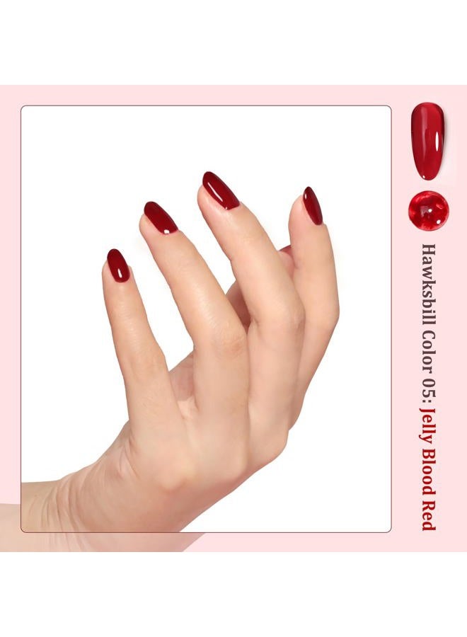 FZANEST Fall Gel Nail Polish Colors Set,Jelly Brown Gel Polish Nail Crystal Transparent Yellow Orange Blood Red Dark Wine Gel Polish Kit Manicure DIY Nail Art Home Salon for Women - Image 3