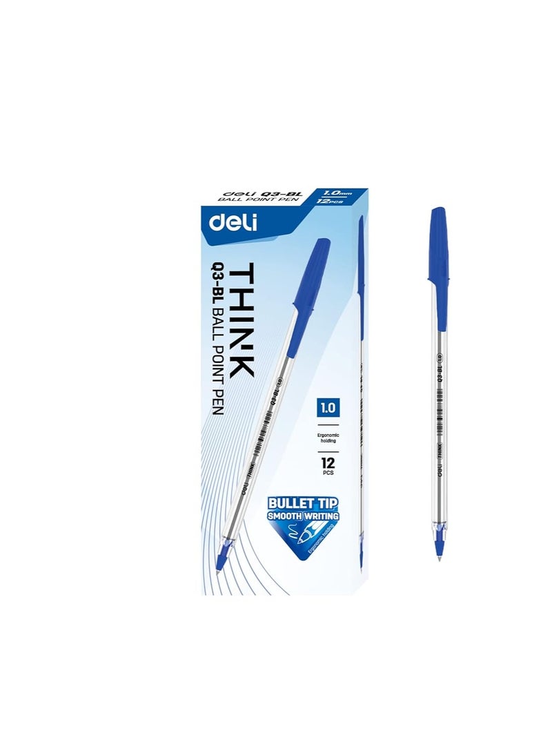deli Q3-BL Ball Pen Pen 1mm Tip blue (2 Pack) - Image 2