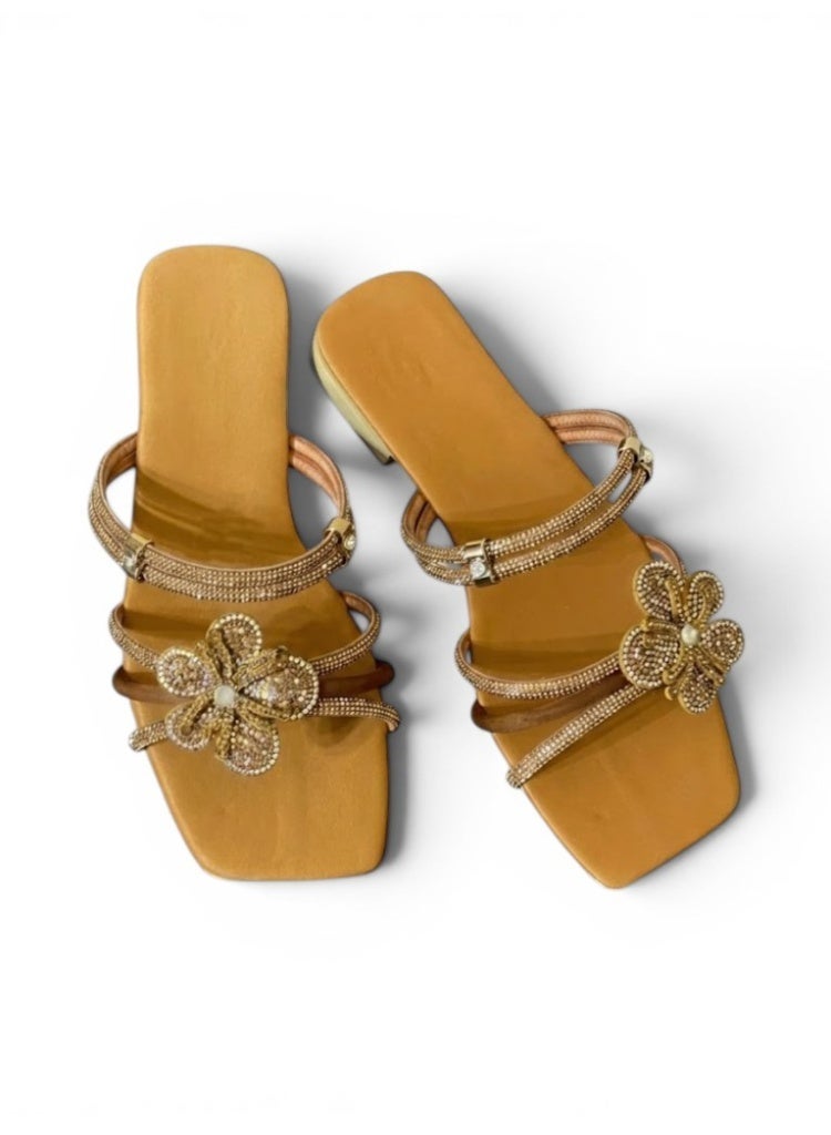 LIFESTYLISH Slipper And Sandal Diamond With Flower  SL-224 - Havan - Image 2
