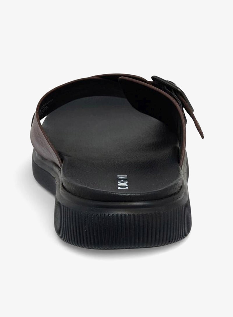 DUCHINI Men Leather Cross Strap Sandals - Image 5