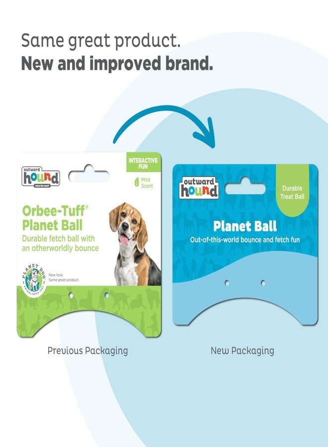 Outward Hound by Planet Dog Orbee-Tuff Planet Ball Blue/Green Treat-Dispensing Dog Toy, Medium - Image 2