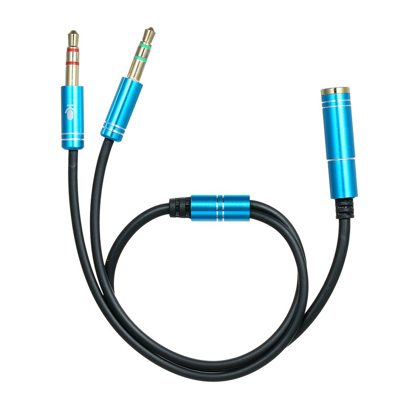3.5mm Female to Dual 3.5mm TRS Male Audio Cable Headphone Splitter 3.5mm Y Splitter Gaming Headset to PC Laptop Adapter, Blue - Image 1