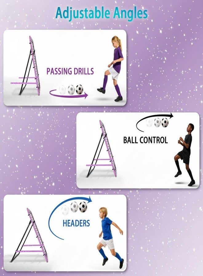 UbiCoSptJoy 3.3ft x 3.3ft Soccer Rebounder Net, Adjustable Angle Multi-Sport Training Goal for Kids & Teens Ages 3+, Portable Backyard Practice Net with Lavender Frame & Red Target Grid - Image 2