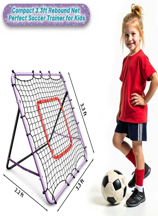 UbiCoSptJoy 3.3ft x 3.3ft Soccer Rebounder Net, Adjustable Angle Multi-Sport Training Goal for Kids & Teens Ages 3+, Portable Backyard Practice Net with Lavender Frame & Red Target Grid - Image 3