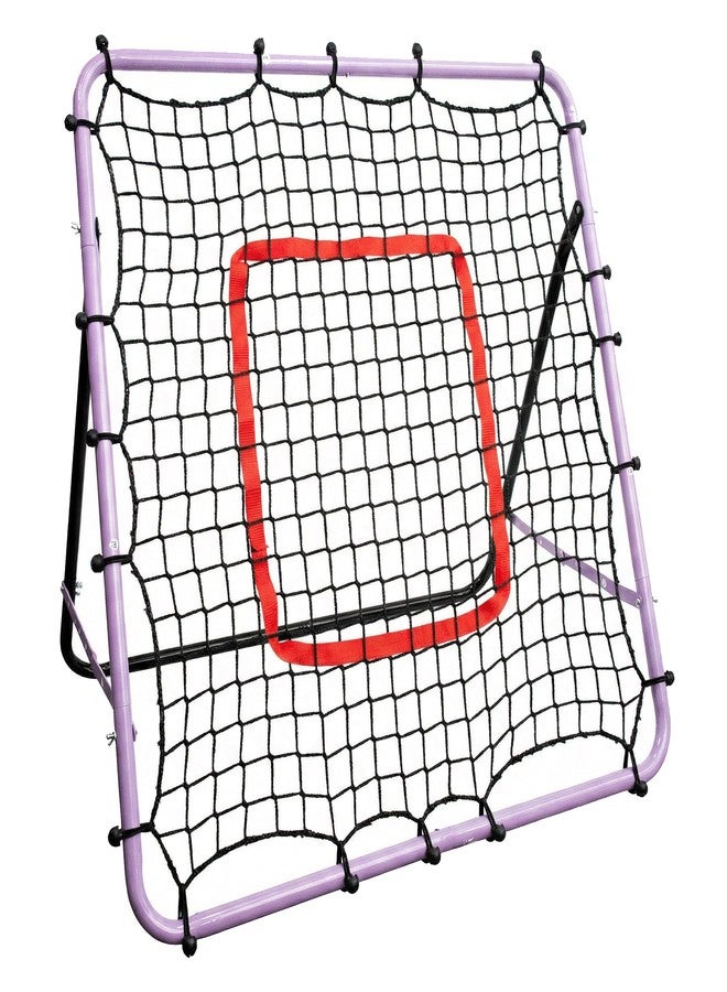 UbiCoSptJoy 3.3ft x 3.3ft Soccer Rebounder Net, Adjustable Angle Multi-Sport Training Goal for Kids & Teens Ages 3+, Portable Backyard Practice Net with Lavender Frame & Red Target Grid - Image 1