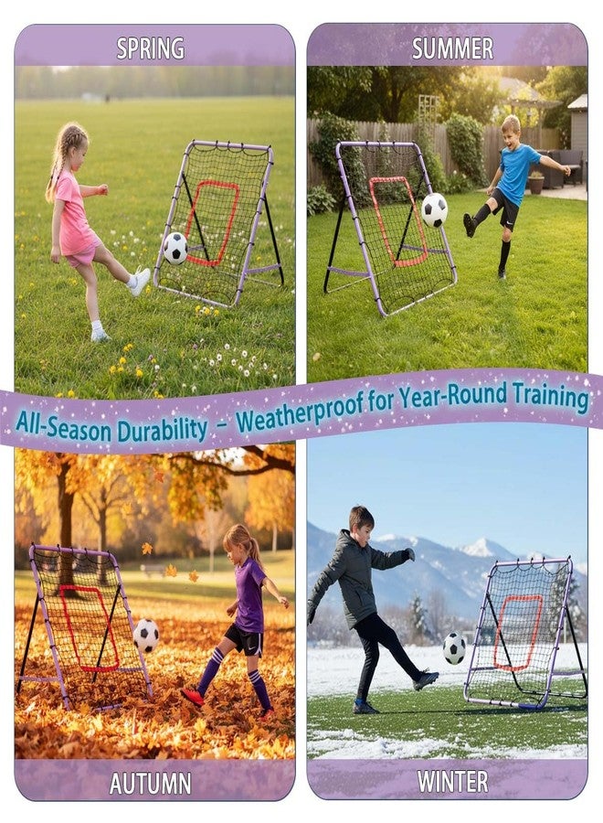 UbiCoSptJoy 3.3ft x 3.3ft Soccer Rebounder Net, Adjustable Angle Multi-Sport Training Goal for Kids & Teens Ages 3+, Portable Backyard Practice Net with Lavender Frame & Red Target Grid - Image 5