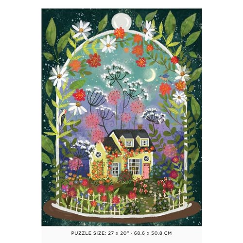 Galison Bloomarium – 1000 Piece Joy Laforme Jigsaw Puzzle Featuring Beautiful Artwork of A Cozy Cottage Encased in A Blooming Terrarium - Image 2