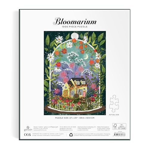Galison Bloomarium – 1000 Piece Joy Laforme Jigsaw Puzzle Featuring Beautiful Artwork of A Cozy Cottage Encased in A Blooming Terrarium - Image 4