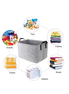 Y&D Large Felt Storage Basket, Open Fabric Bins Foldable Organizer Box, with Handles for Closet, Clothing, Toys, Books, Office Products  - Image 2