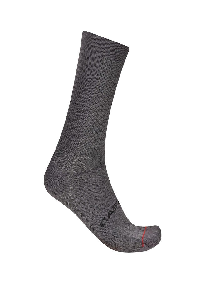 كاستيلي جوارب كاستيلي الرجالية إسبريسو 18، جوارب رياضية ماصة للرطوبة لركوب الدراجات على الطرق المعبدة والحصوية - رمادي دخاني - مقاس كبير جدًا - Image 1