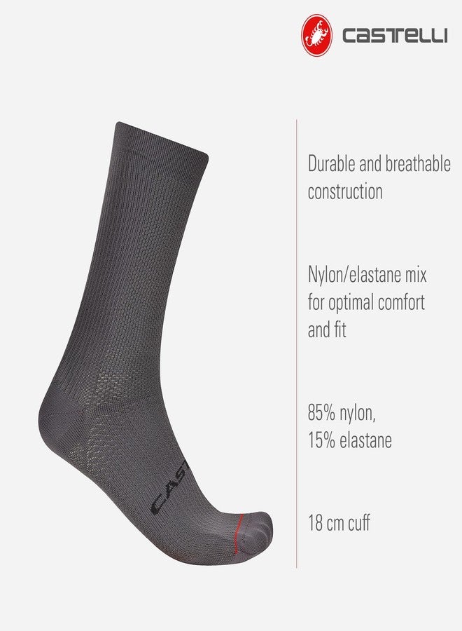 كاستيلي جوارب كاستيلي الرجالية إسبريسو 18، جوارب رياضية ماصة للرطوبة لركوب الدراجات على الطرق المعبدة والحصوية - رمادي دخاني - مقاس كبير جدًا - Image 2