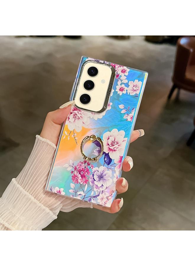 اس-توب جراب لهاتف Samsung Galaxy S24+ 5G مزود بحلقة زهرة ليزرية مطلية بالكهرباء مع جراب هاتف TPU - Image 1