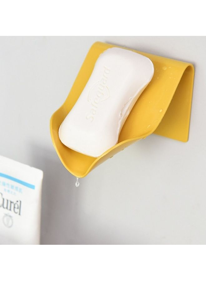 NIBEMINENT Wall Mounted Soap Storage Rack Yellow 15 x 10 10cm