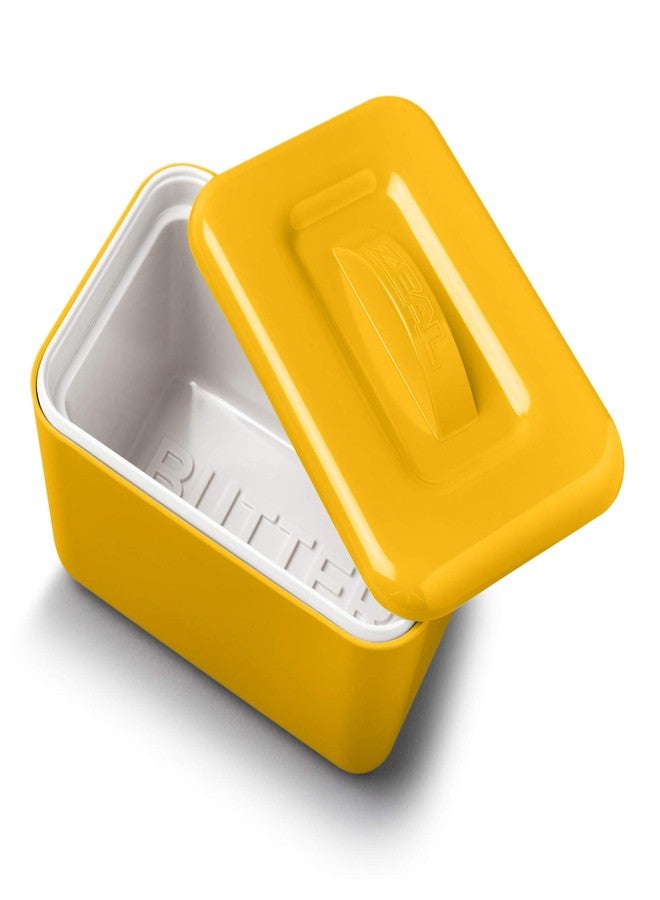 Zeal Melamine Double-Walled Insulated Butter Dish with Lid-Mustard - Image 1