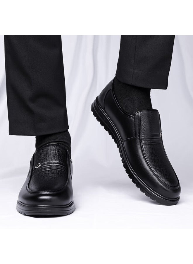 Poitulas Men's Slip-on Business Casual Shoes, Comfortable Lightweight Round Toe Formal Work Shoes For Men, 9166 Black, Size 38 - Image 3